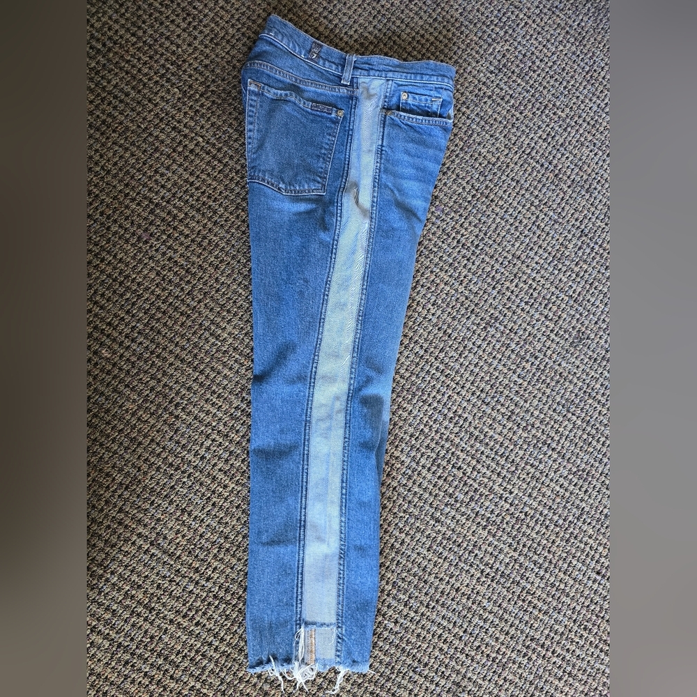 7 For All Mankind Blue Cropped Ankle Jeans - Picture 8 of 13
